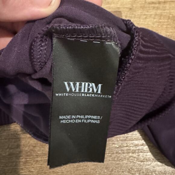 WHBM Banded Bottom Deep V-Neck Shirt Amethyst Purple See Measurements for Size - Picture 9 of 15